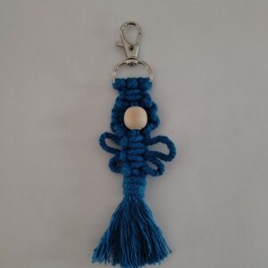 Porte clés/bijoux de sac fleur bleu