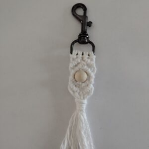 Porte clés/bijoux de sac fleur blanche