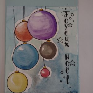 Carte de vœux boules de Noël