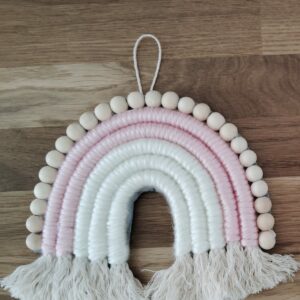 suspension arc en ciel rose et blanc